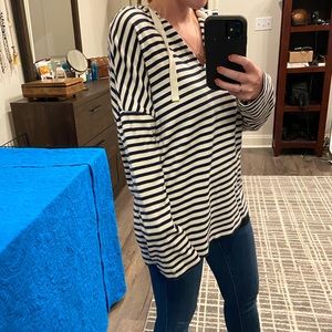 LOU & GREY LOFT STRIPED HOODIE SIZE SMALL